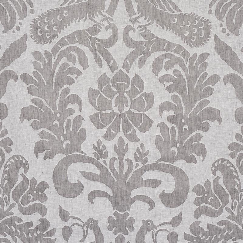 Schumacher Anna Damask Grey Fabric