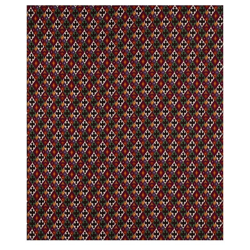 Schumacher Sasha Diamond Ikat Jade And Plum Fabric