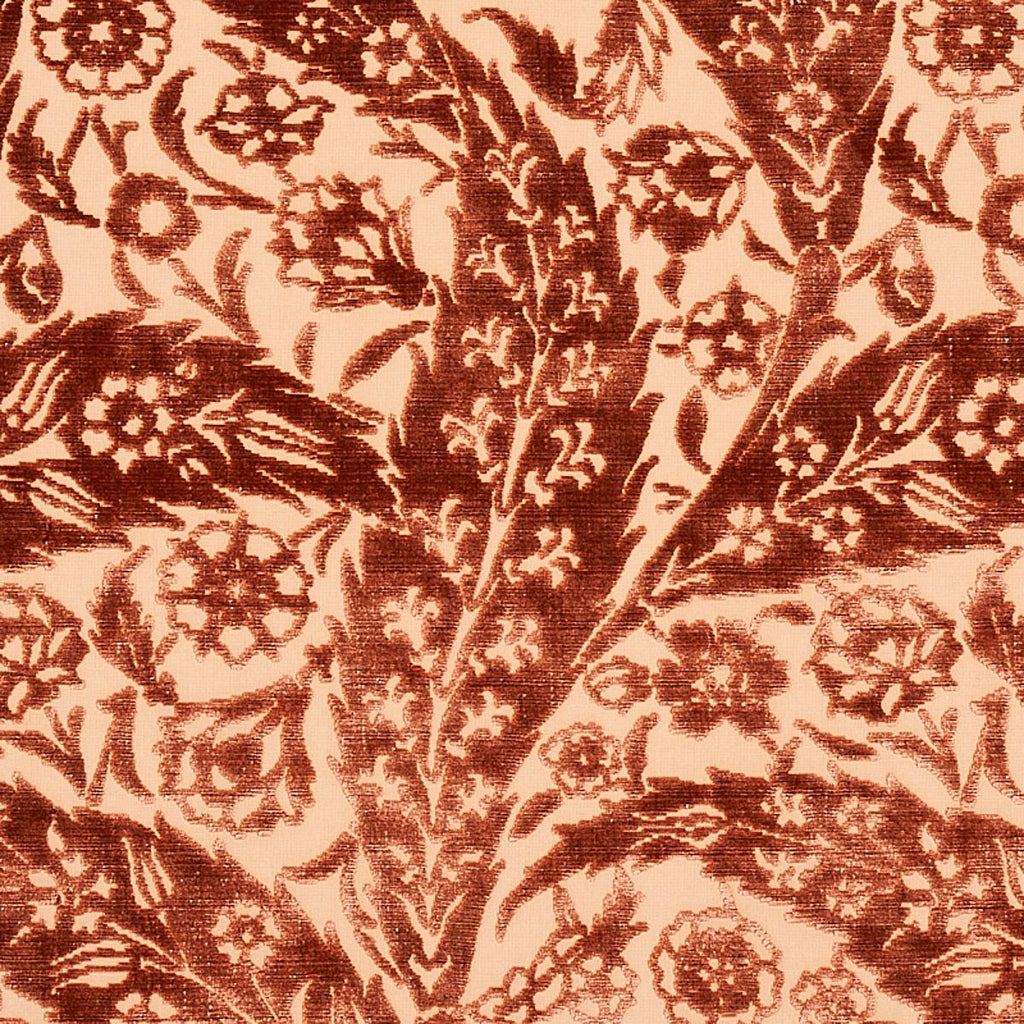 Schumacher Saz Paisley Silk Velvet Terracotta Fabric