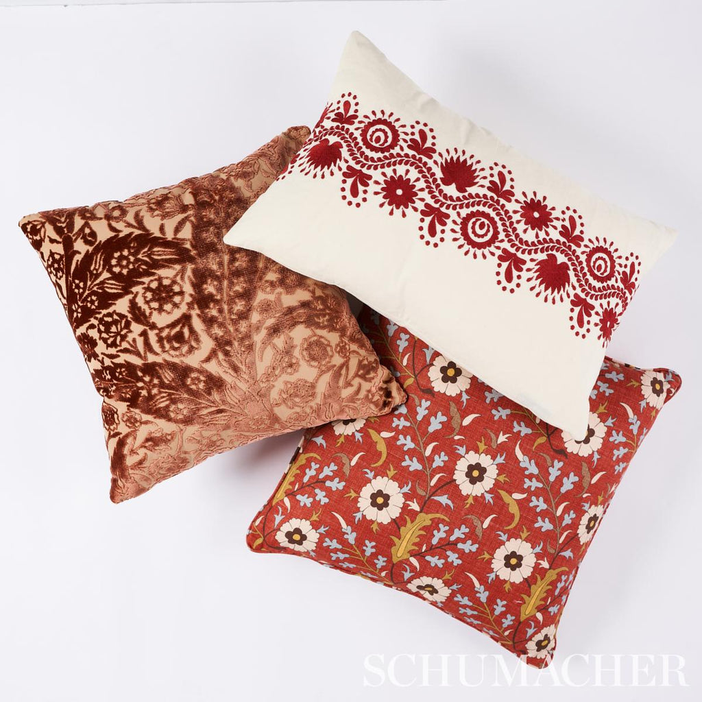 Schumacher Saz Paisley Silk Velvet Terracotta Fabric