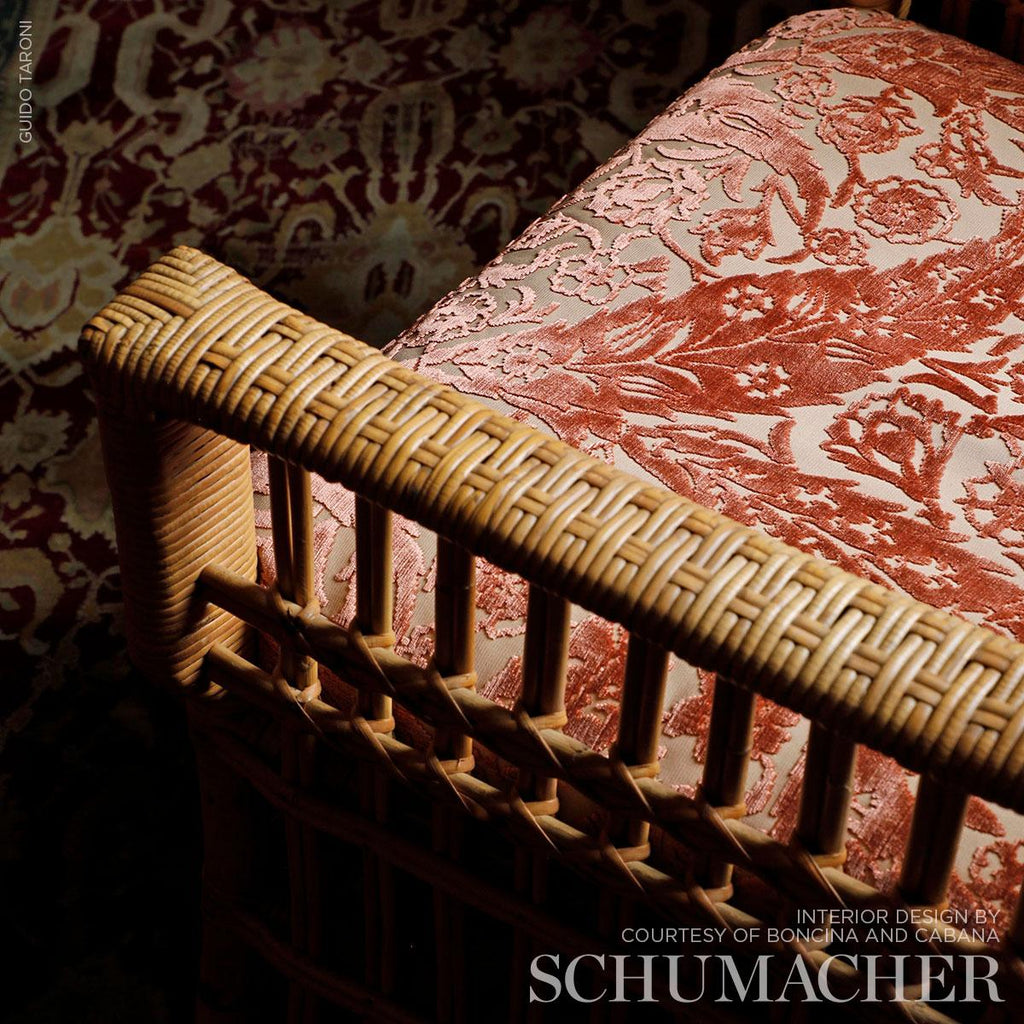 Schumacher Saz Paisley Silk Velvet Terracotta Fabric