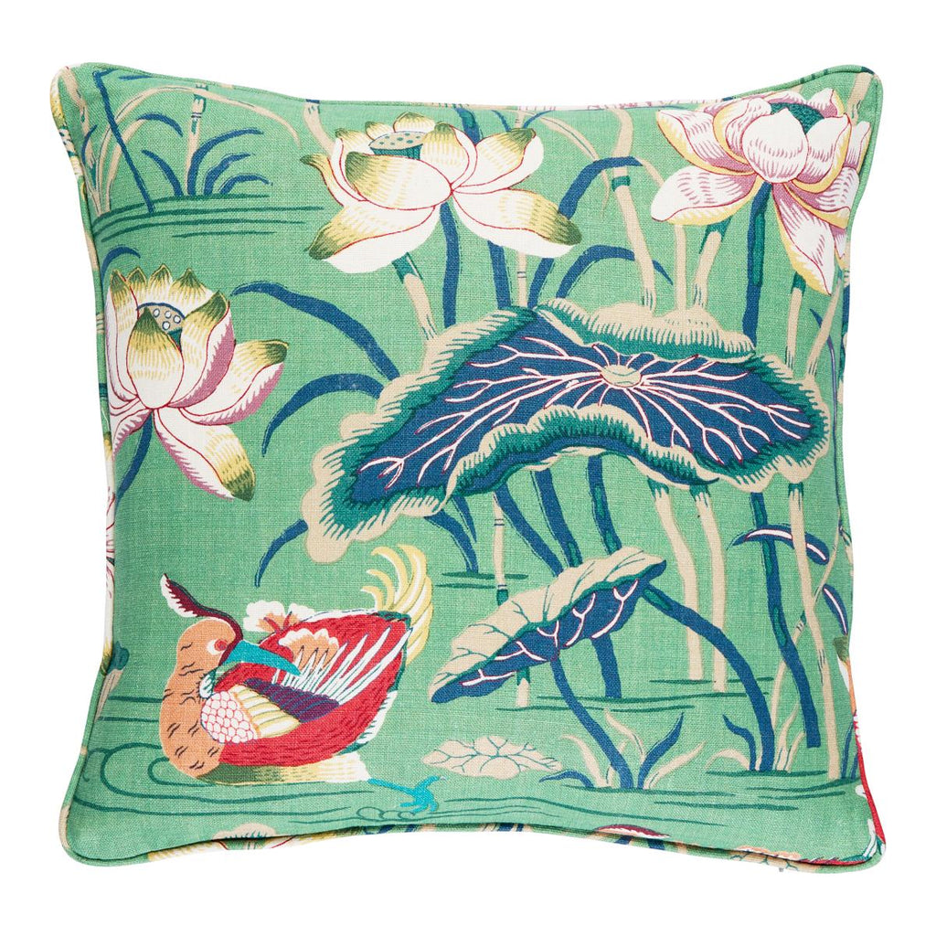 Schumacher Lotus Garden Jade 18" x 18" Pillow