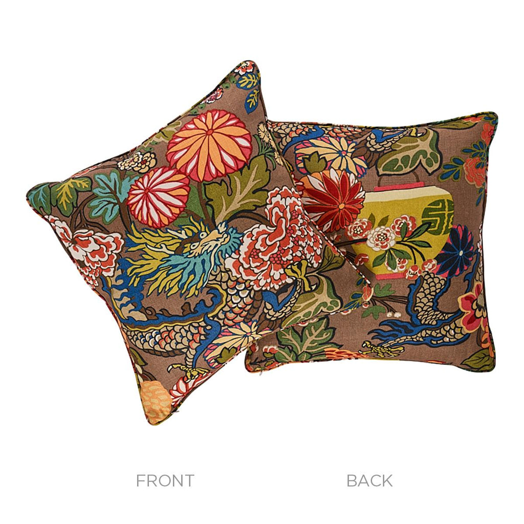 Schumacher Chiang Mai Dragon Mocha 22" x 22" Pillow