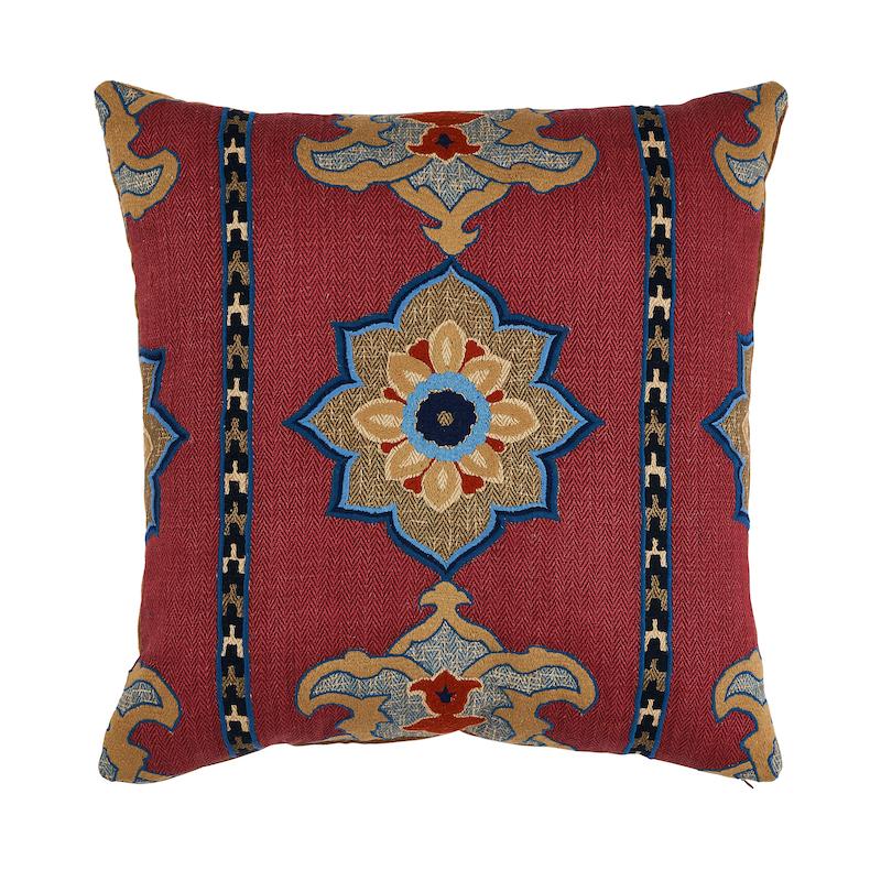 Schumacher Temara Embroidered Pomegranate 22" x 22" Pillow