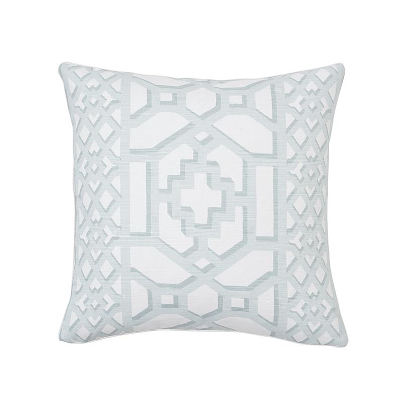 Schumacher Zanzibar Trellis Winter Mint 18" x 18" Pillow