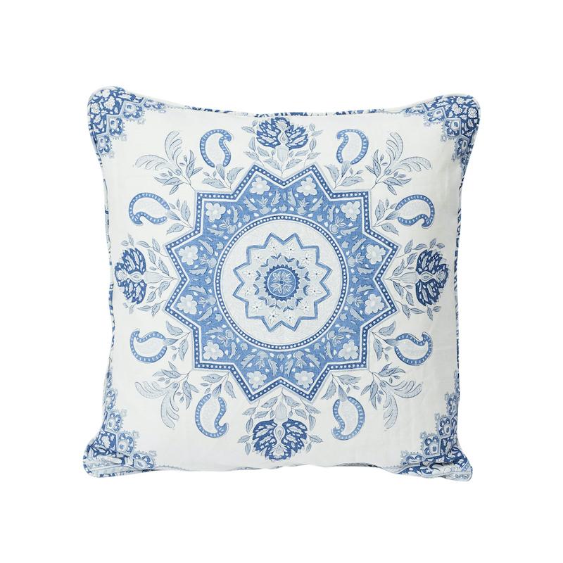 Schumacher Montecito Medallion Indigo 20" x 20" Pillow