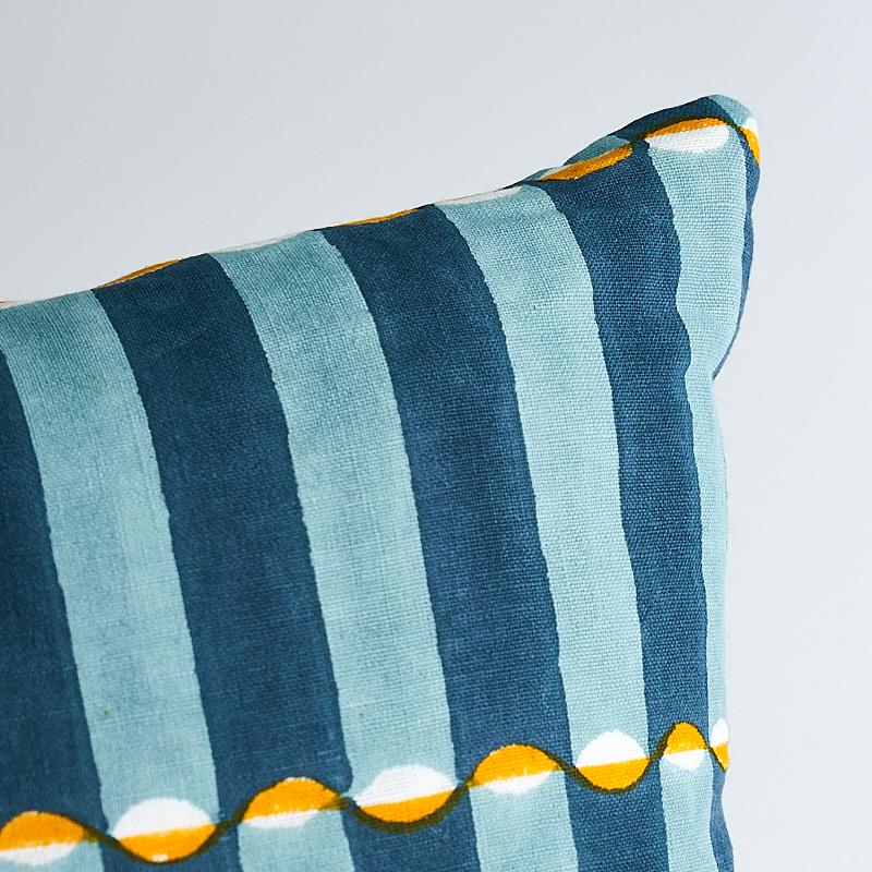 Schumacher Pattee & Luna Tumeric & Blue 22" x 22" Pillow