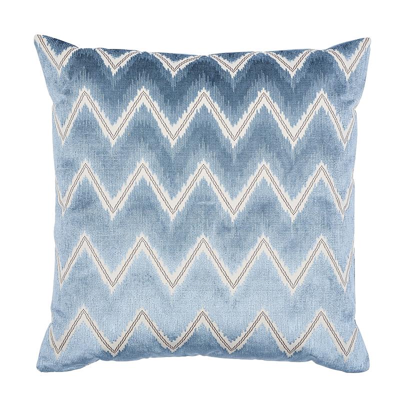 Schumacher Chevron Velvet Mineral 18" x 18" Pillow