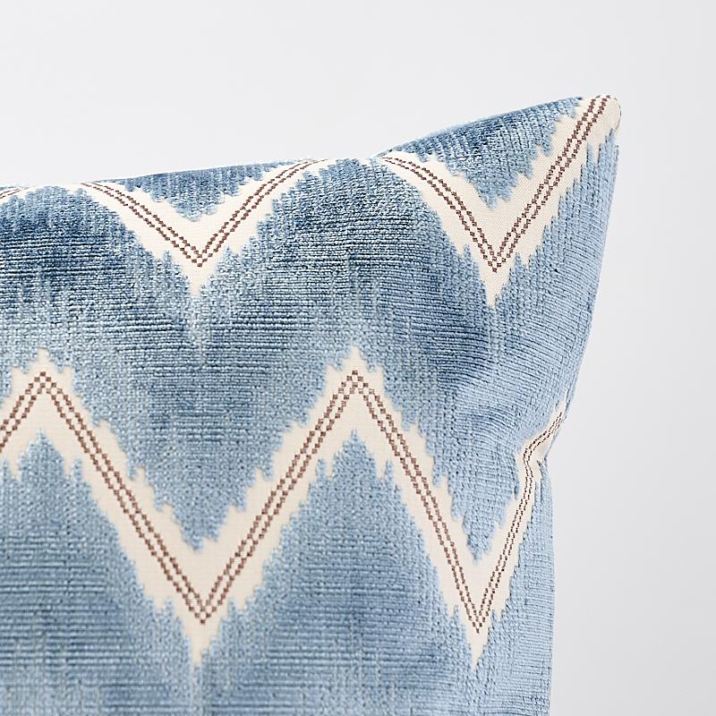 Schumacher Chevron Velvet Mineral 18" x 18" Pillow