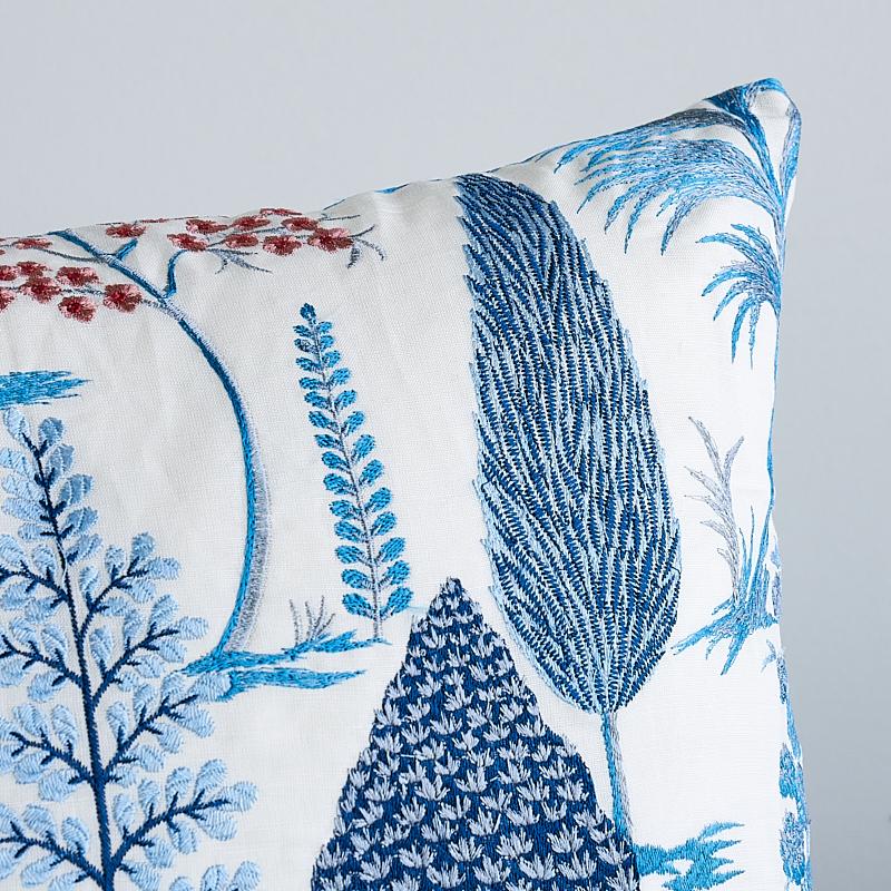 Schumacher Pandora Embroidery Delft & Rose 25" x 16" Pillow