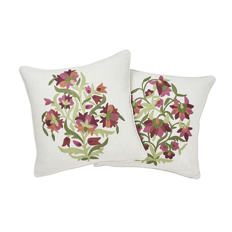 Schumacher Antalya Medallian  Pair Garnet 18" x 18" Pillow