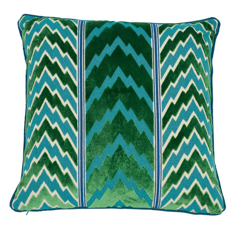 Schumacher Florentine Velvet Emerald 20" x 20" Pillow