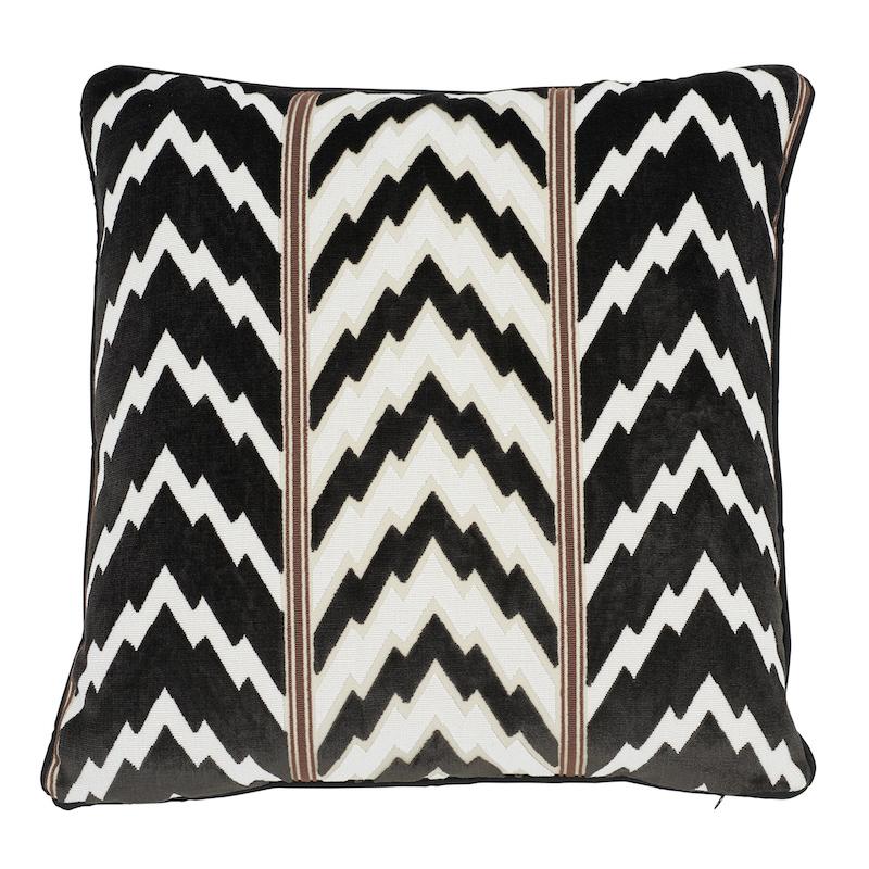 Schumacher Florentine Velvet Black & White 20" x 20" Pillow