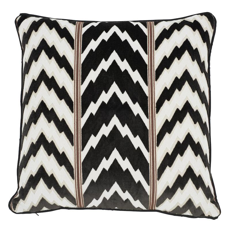 Schumacher Florentine Velvet Black & White 20" x 20" Pillow