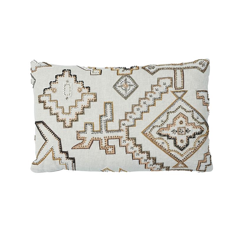 Schumacher Ezma Embroidery Neutral 22" x 14" Pillow