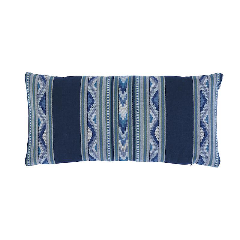 Schumacher Zarzuela Embroidery Indigo 24" x 12" Pillow