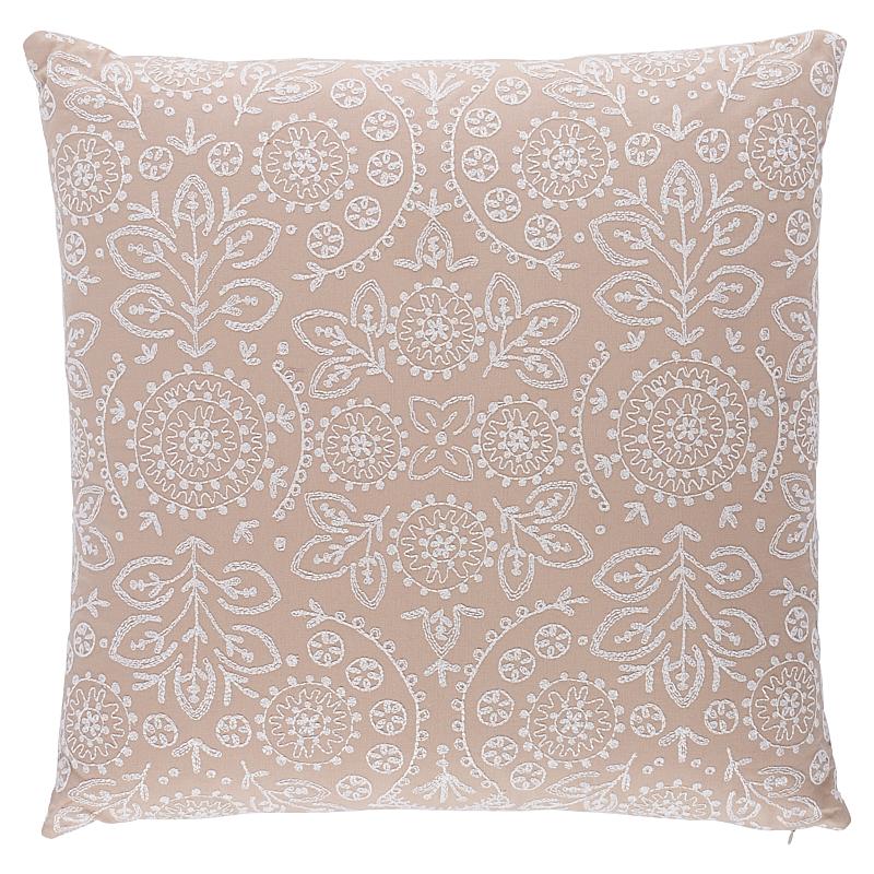 Schumacher Tiana Embroidery Natural 22" x 22" Pillow