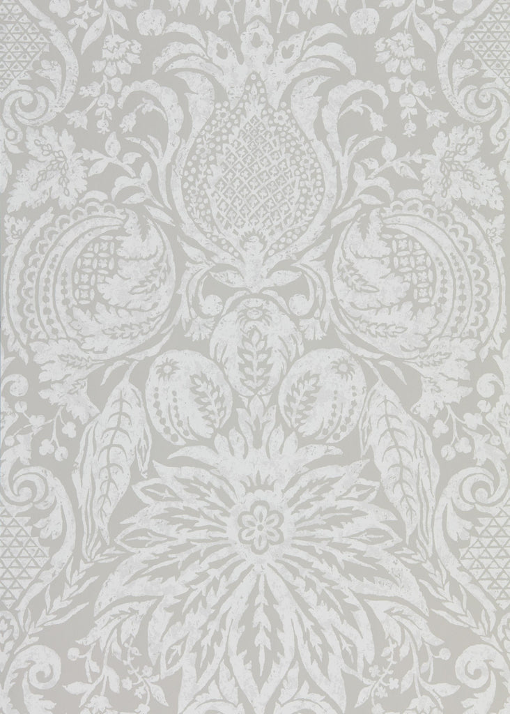 Zoffany Mitford Damask Platinum Grey Wallpaper