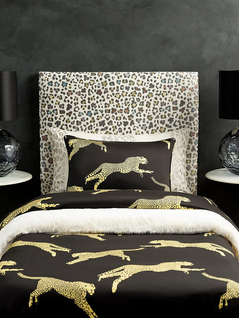 Scalamandre Leaping Cheetah Cotton Print Black Magic Fabric