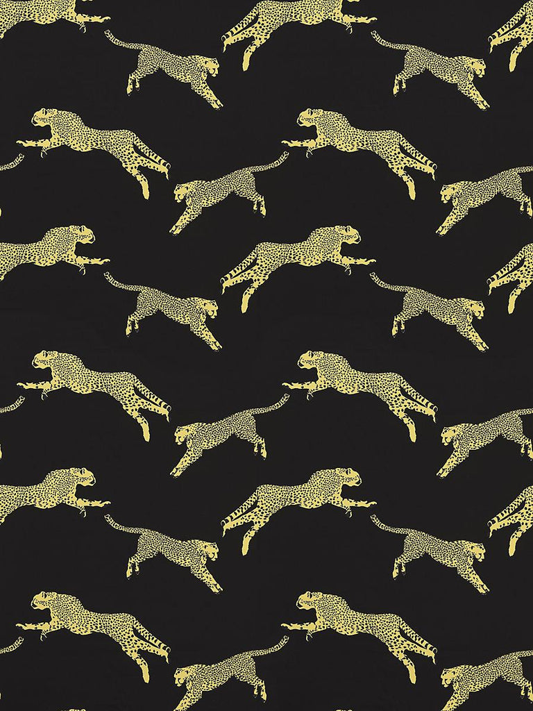 Scalamandre Leaping Cheetah Cotton Print Black Magic Fabric