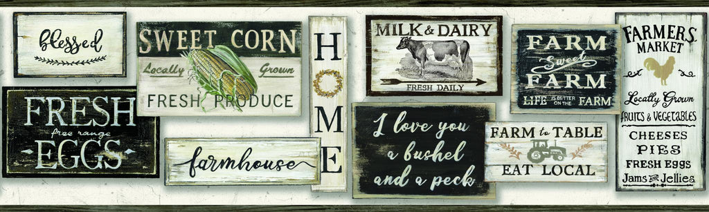 York Farm To Table Border Blacks Wallpaper