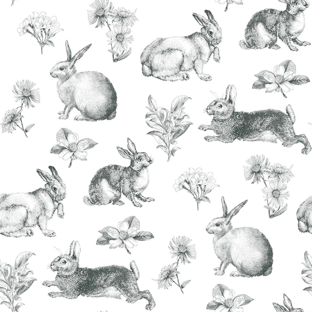 York Bunny Toile Black/White Wallpaper