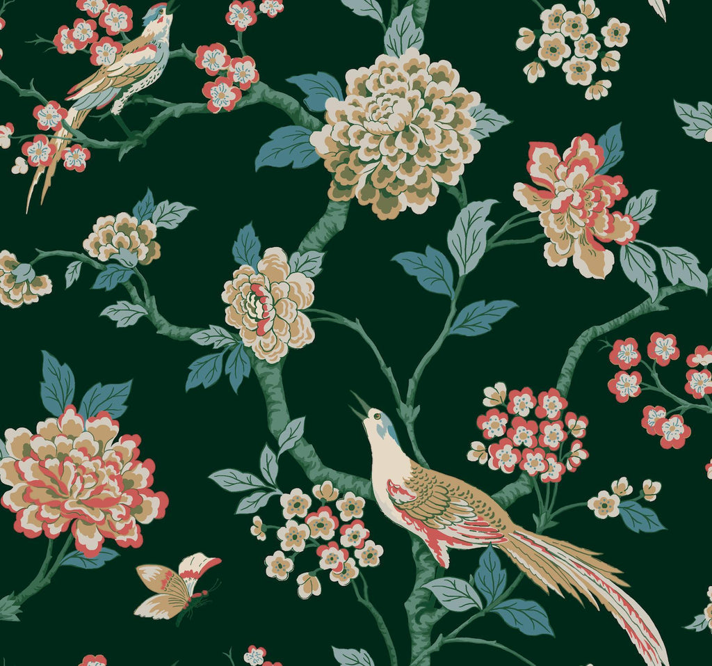 York Fanciful Dark Green Wallpaper