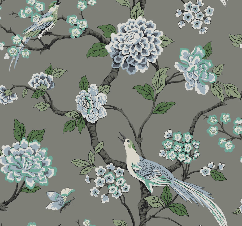 York Fanciful Gray Wallpaper