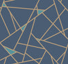 York Prismatic Navy Blue/Metallic Gold Wallpaper