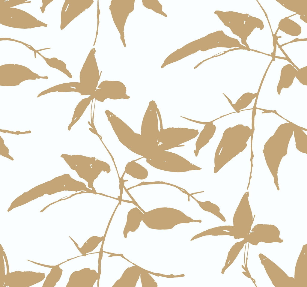 Ronald Redding Designs Persimmon Leaf Gold/White Wallpaper