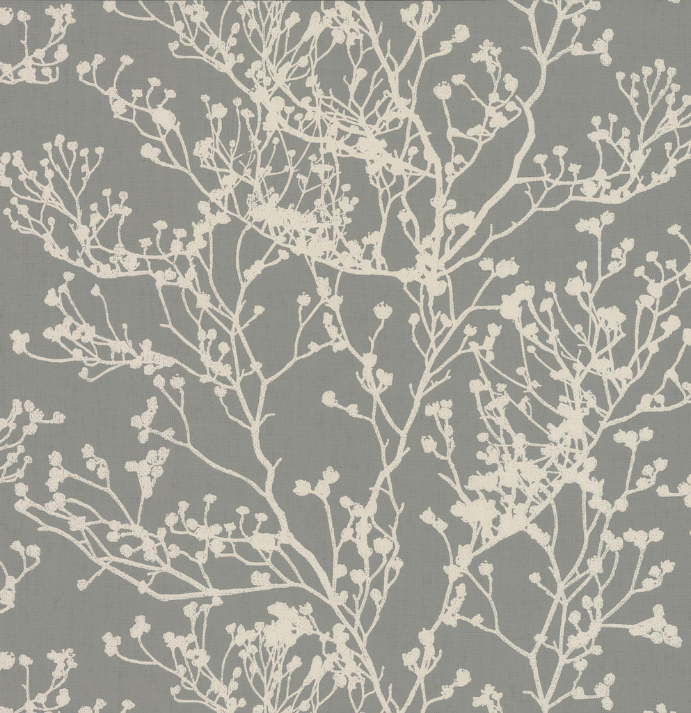 Ronald Redding Designs Budding Branch Silhouette Brown Wallpaper