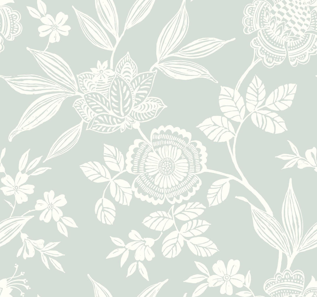 York Wood Cut Jacobean Green Wallpaper