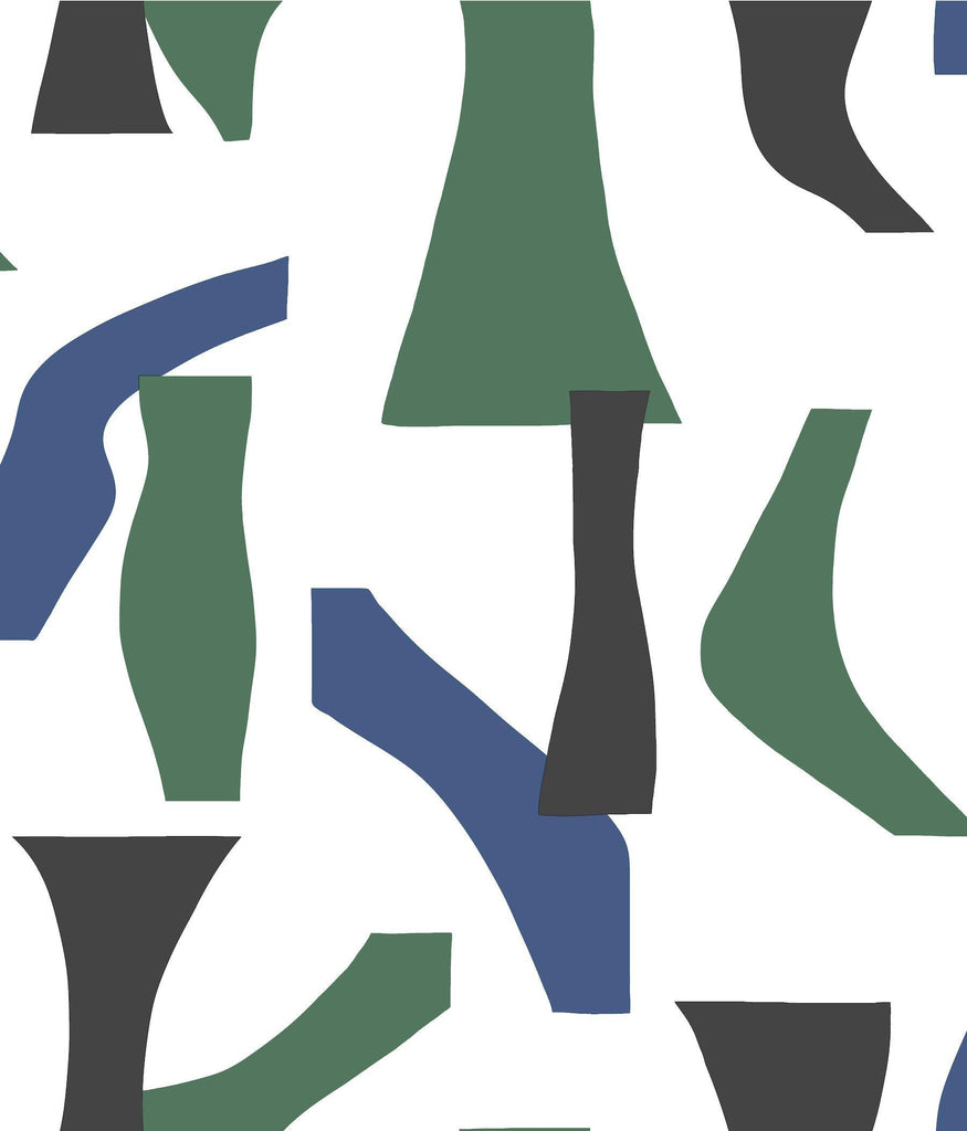 York Modernist Peel and Stick Green/Blue Wallpaper