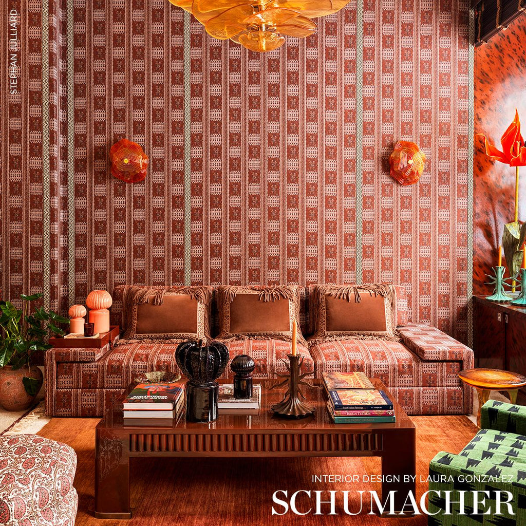 Schumacher Maracena Jacquard Red Fabric