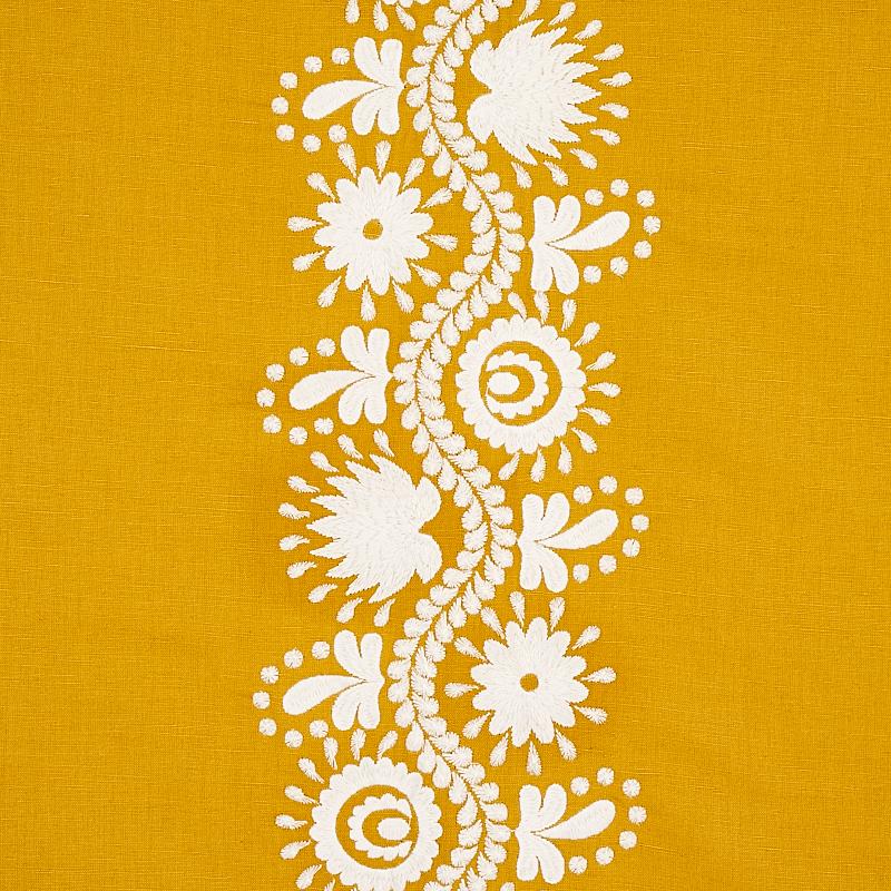 Schumacher Theodora Embroidery Saffron Fabric