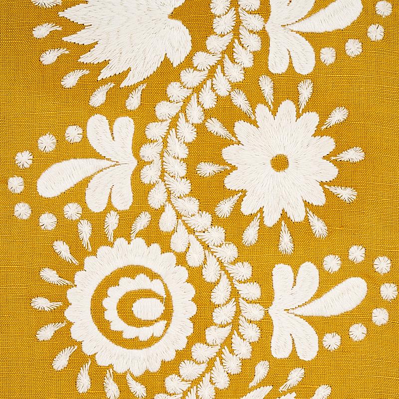 Schumacher Theodora Embroidery Saffron Fabric