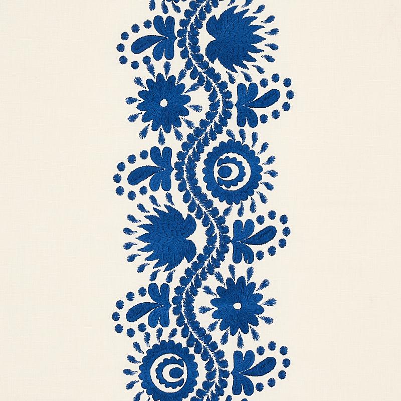 Schumacher Theodora Embroidery Blue Fabric