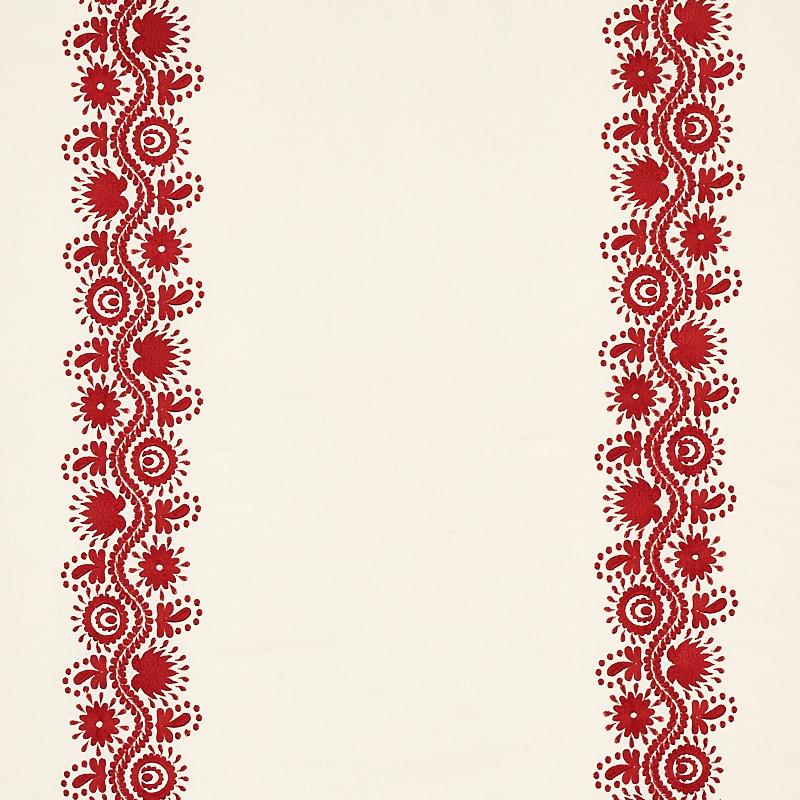 Schumacher Theodora Embroidery Red Fabric