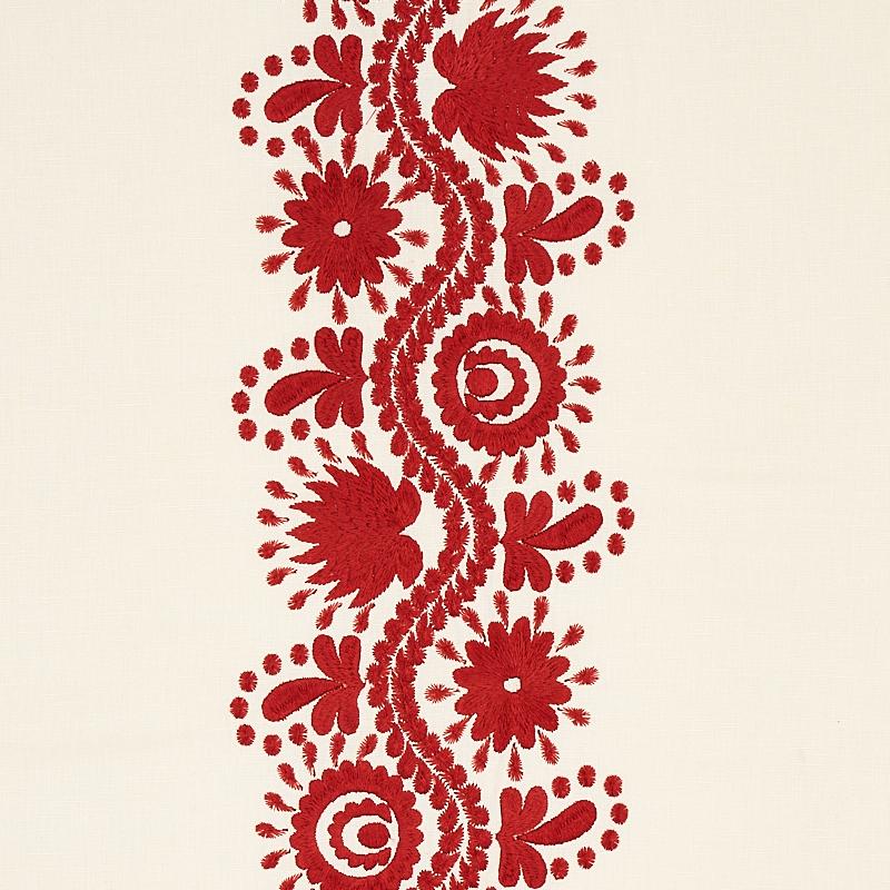 Schumacher Theodora Embroidery Red Fabric