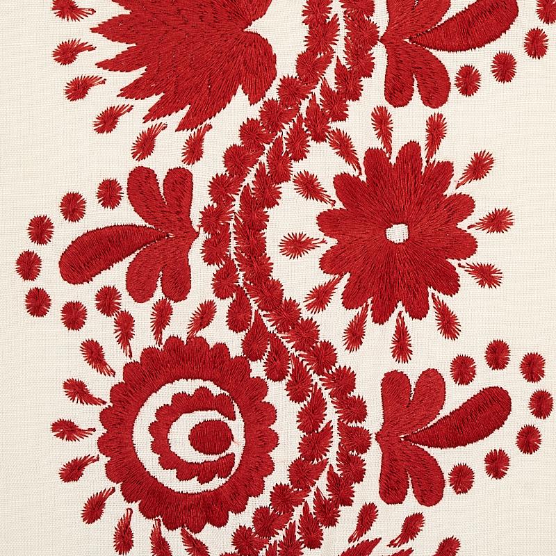 Schumacher Theodora Embroidery Red Fabric