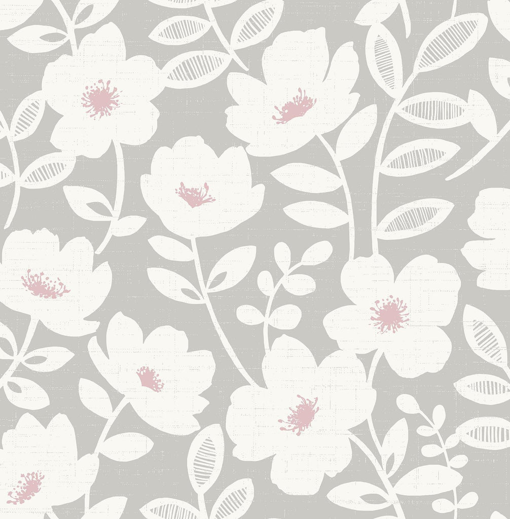 Brewster Home Fashions Bergman Pink Scandi Flower Wallpaper