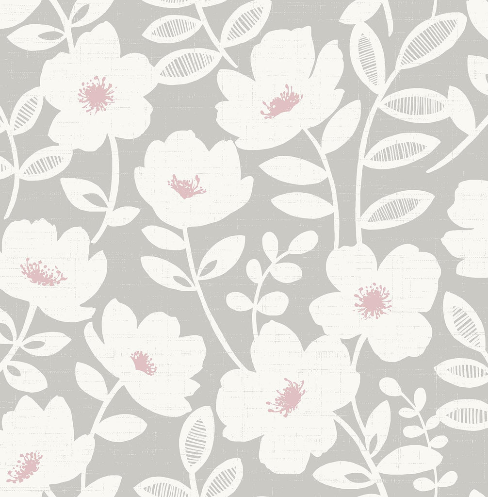 Brewster Home Fashions Bergman Scandi Flower Pink Wallpaper