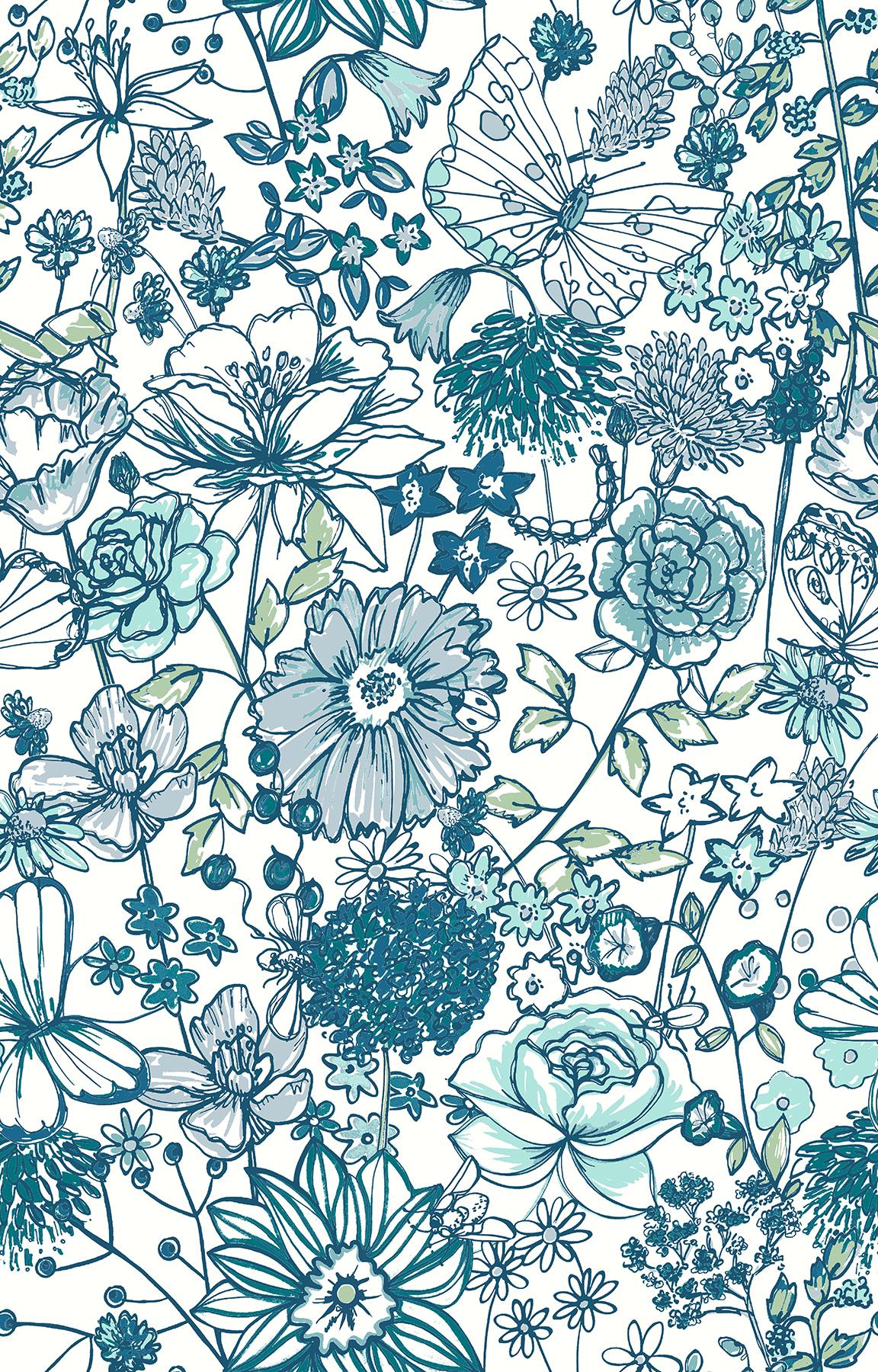 A-Street Prints 2793-24706 Allure Floral Wallpaper, Blue - 内装