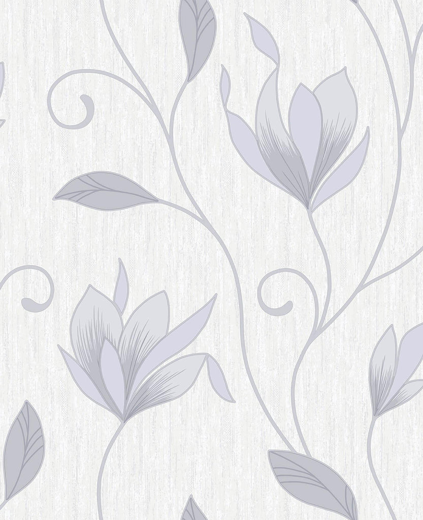 Brewster Home Fashions Mercutio Floral Trail Grey Wallpaper