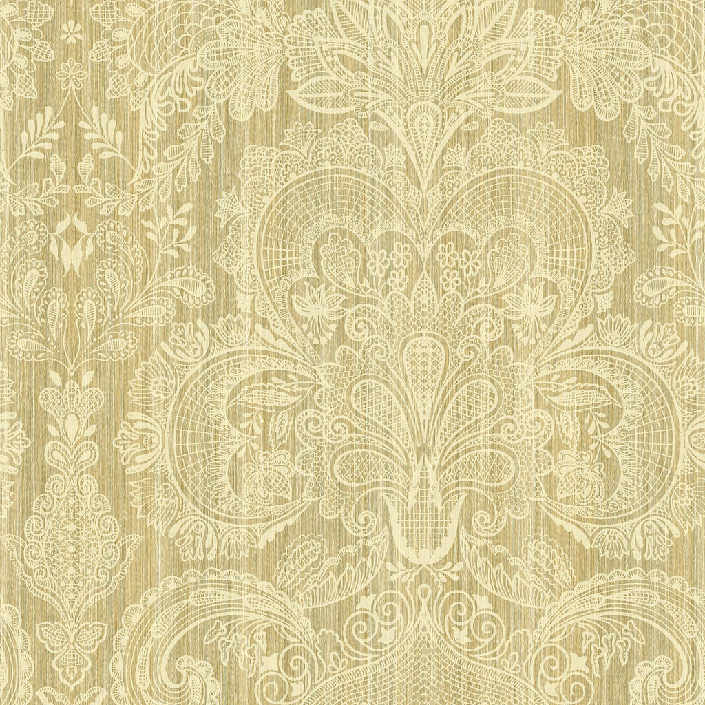 Brewster Home Fashions Yellow Lace Damask Wallpaper