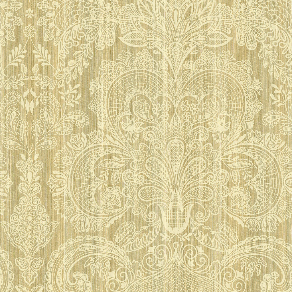 Brewster Home Fashions Lace Damask Yellow Wallpaper