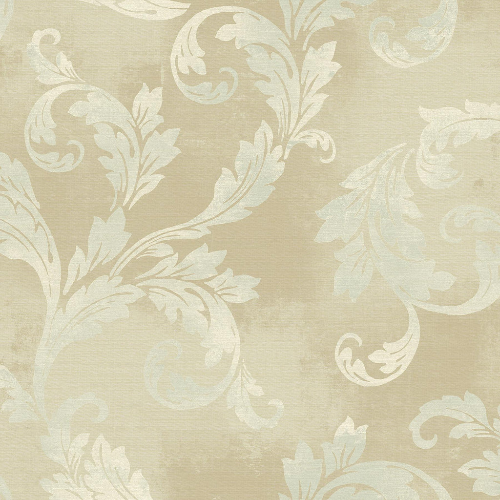 Brewster Home Fashions Clean Acanthus Leaf Scroll Brown Wallpaper