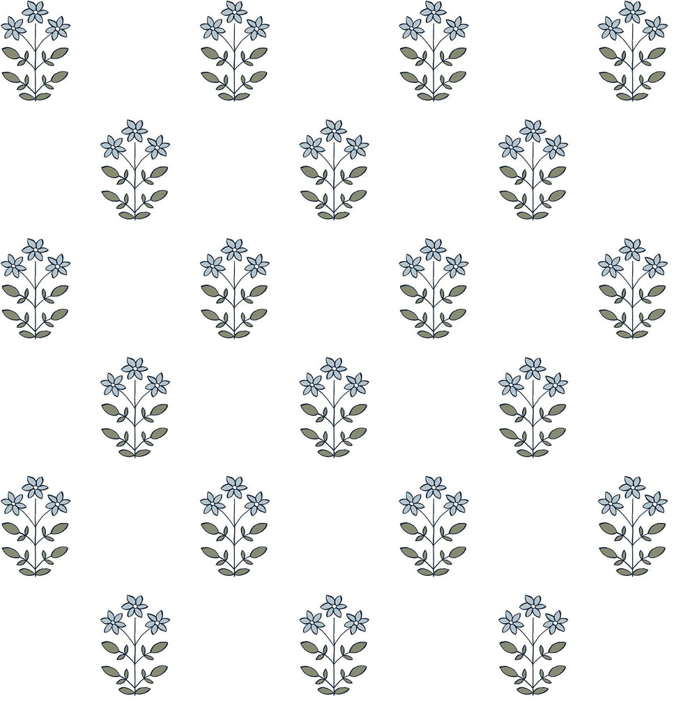 A-Street Prints Kit Floral Blue Heather Wallpaper