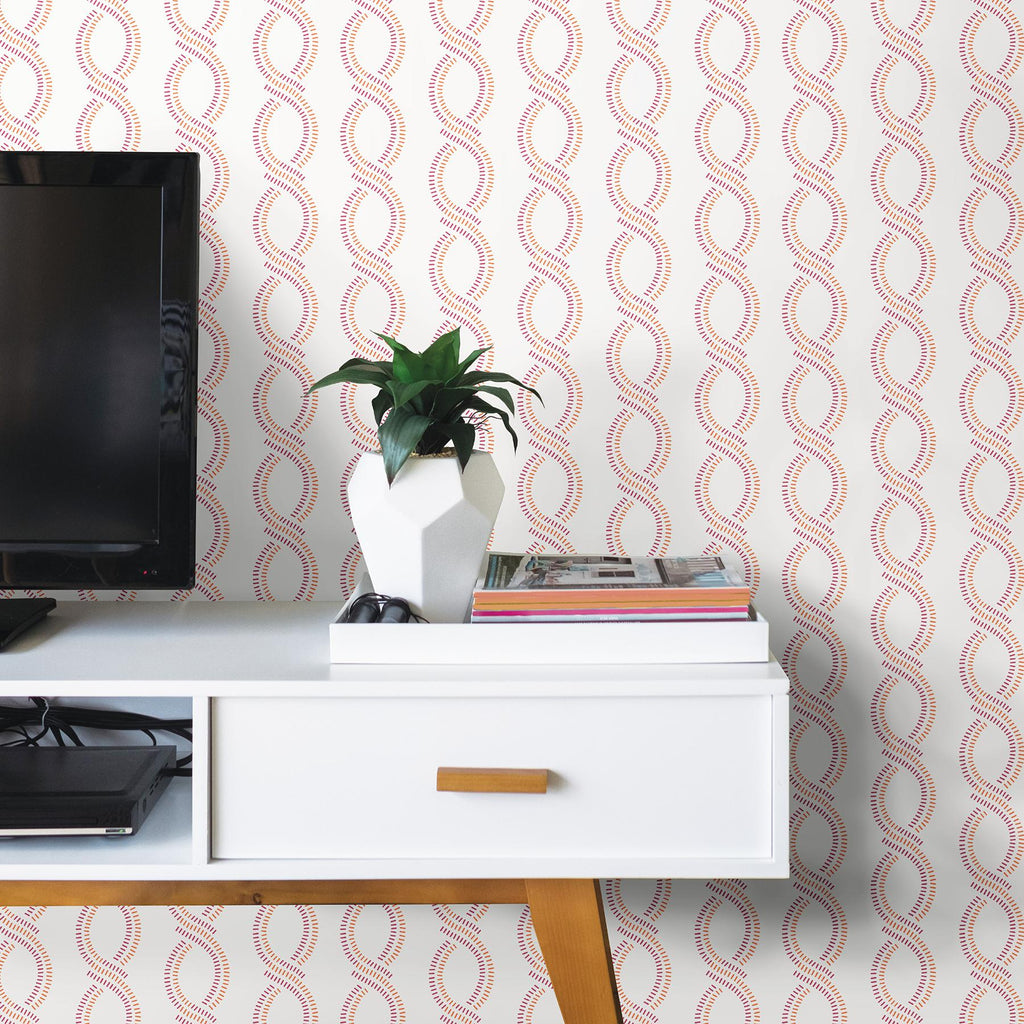 A-Street Prints Helix Pink Stripe Wallpaper