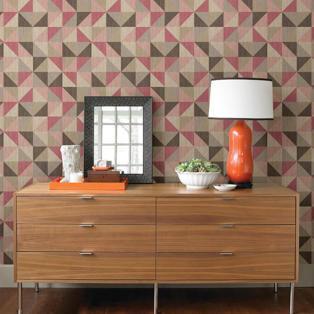 A-Street Prints Puzzle Pink Geometric Wallpaper